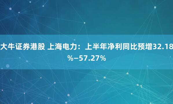 大牛证券港股 上海电力：上半年净利同比预增32.18%—57.27%